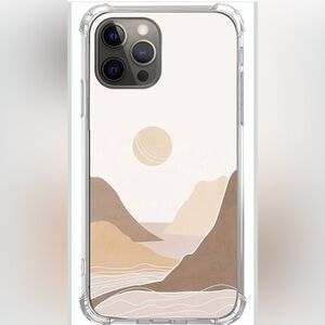 Pastel Brown Beige River Mountain Sun Abstract Phone Case iPhone12/iphone12 Pro